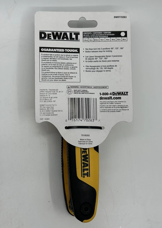 6 Pack Lot DeWalt DWHT70263M Folding Locking Hex Key Set In Store Display Box - Image 3 of 4