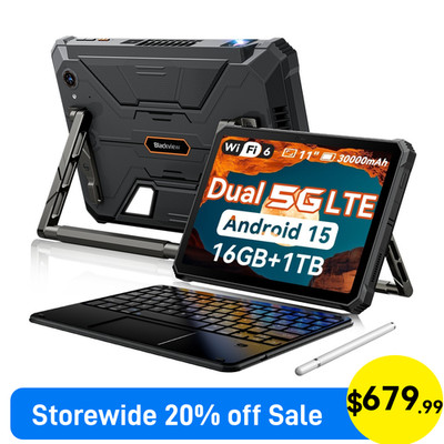 Blackview Active 12 Pro 4K Projector Rugged Tablet 11'' 48GB+1TB 30000mAh 5G SIM