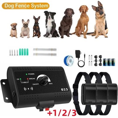 Wireless Electric Dog Fence Pet Containment System Shock Collar For 1/2/3 Dogs .
