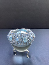 Bracciale Kramer of New York Vintage Mid-Century Largo Argento Strass Blu