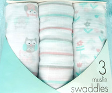 Aden & Anais Muslin Baby Blankets ~ Set of 3 ~ Owls