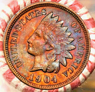 Unsearched Lincoln Wheat Penny Roll 1904 AU Indian Head Cent 1944 BU End Toned