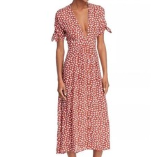 Faithfull the Brand Nina Red Floral Midi Dress