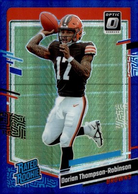2023 Panini Donruss Optic -Dorian Thompson-Robinson #225 Blue Hyper Prizm (RC)