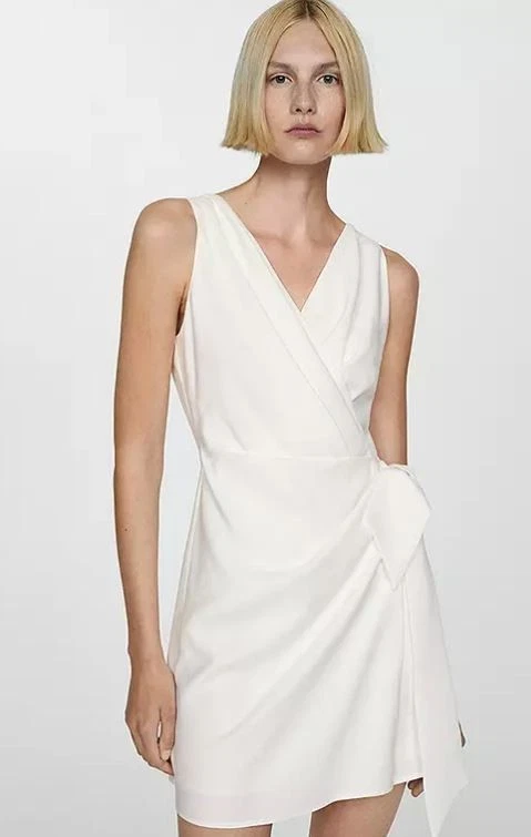 Mango Esmeril Vestido En Blanco UK 8 / S (fmn44-15) - Imagen 1 de 3