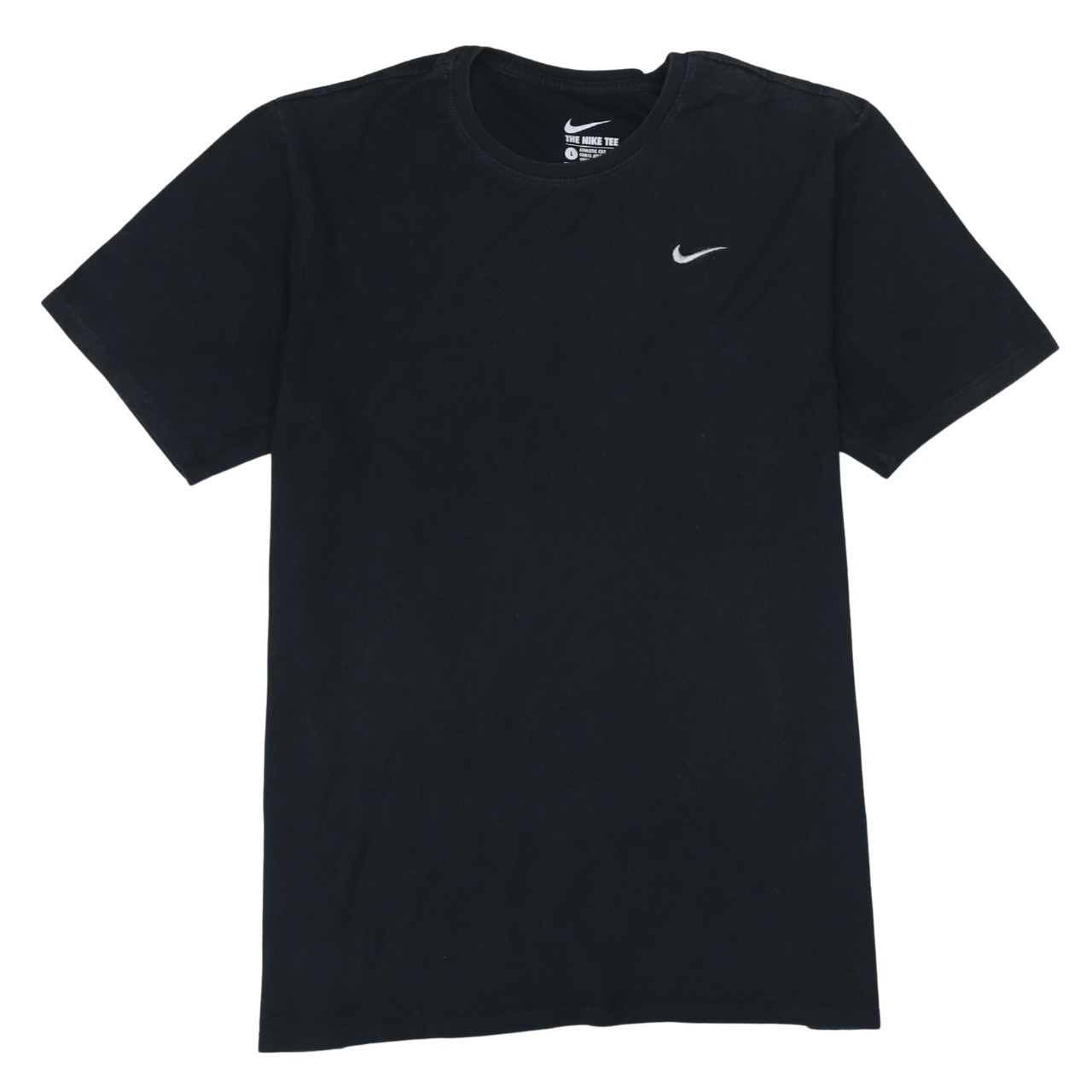 Nike Mens T Shirt Black Dri Fit Cotton Blend Crew Neck Athletic Swoosh L