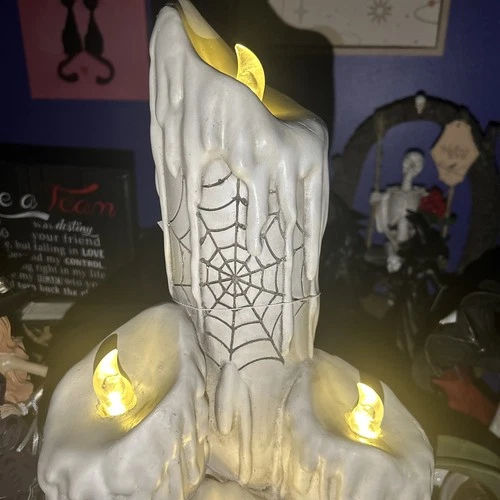 Cool Led Lighted Spiderweb Candles Halloween Gothic Decor image 3