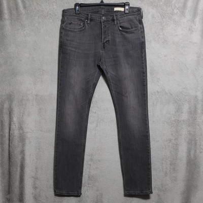 cigarette skinny fit stretch denim jeans AllSaints Cigarette Jeans Men 34x32 Gray Stretch Slim Fit Button Fly Denim  Pants