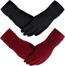 Women's Winter Warm Gloves Touch Screen Texting Lined Medium, Black wine Red