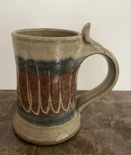 Vtg Chattahoochee Pottery Sautee Salt Scrap Drip Glaze Mug Handmade Signed 85'