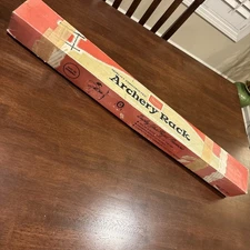 SEARS Archery Wood Bow Arrow Rack Display 32”x 20.25” Cherry Wood Original Box