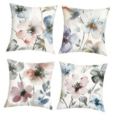 Watercolor Flower Throw Pillow Covers 18x18 Inch Set of 4 18" x 18" Pack of 4 