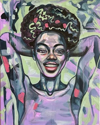 ORIGINAL Acryl Bild Gemälde Frau Portrait Abstrakt Malerei Modern HANDGEMALT - Bild 1 von 4