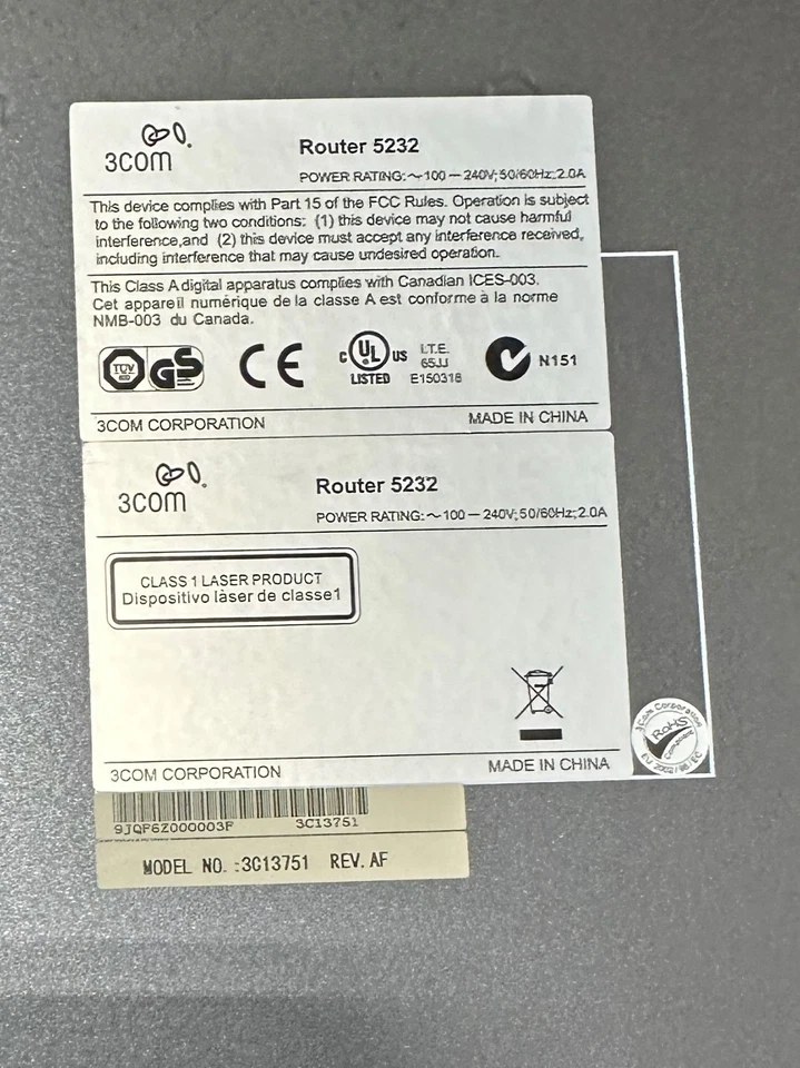 3C13751 3COM ROUTER 5232 LAN WAN 2 PORTS 10 never used - Image 3 of 4
