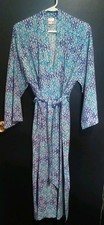 Japanese Style Yukata Robe Mens One Size Blues White Ethnic Print Cotton