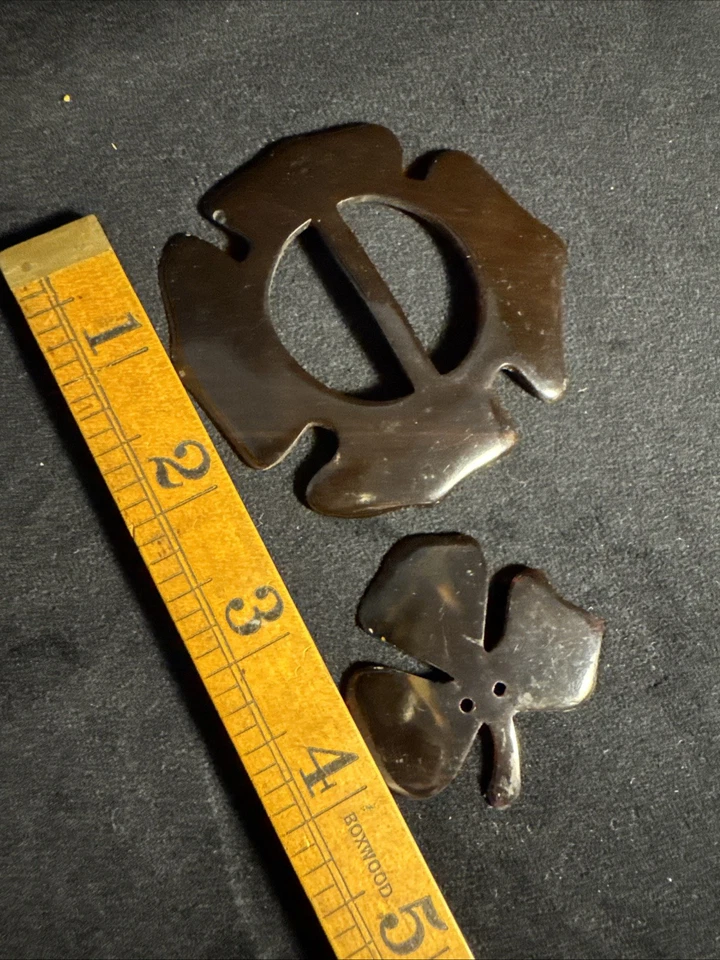 Vintage Bakelite Button & Buckle Set Floral Clover Tortoiseshell Type Pattern - Image 4 of 4