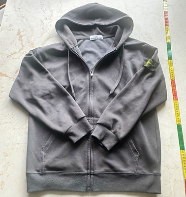 Stone Island Herren Zip-Hoodie Grau Gr. M Langarm mit Logo-Patch & Taschen