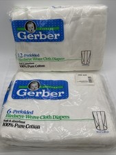 Vintage Gerber 18 Prefolded Birdseye Weave Cloth 100 Cotton Diapers 14.5  X 20  