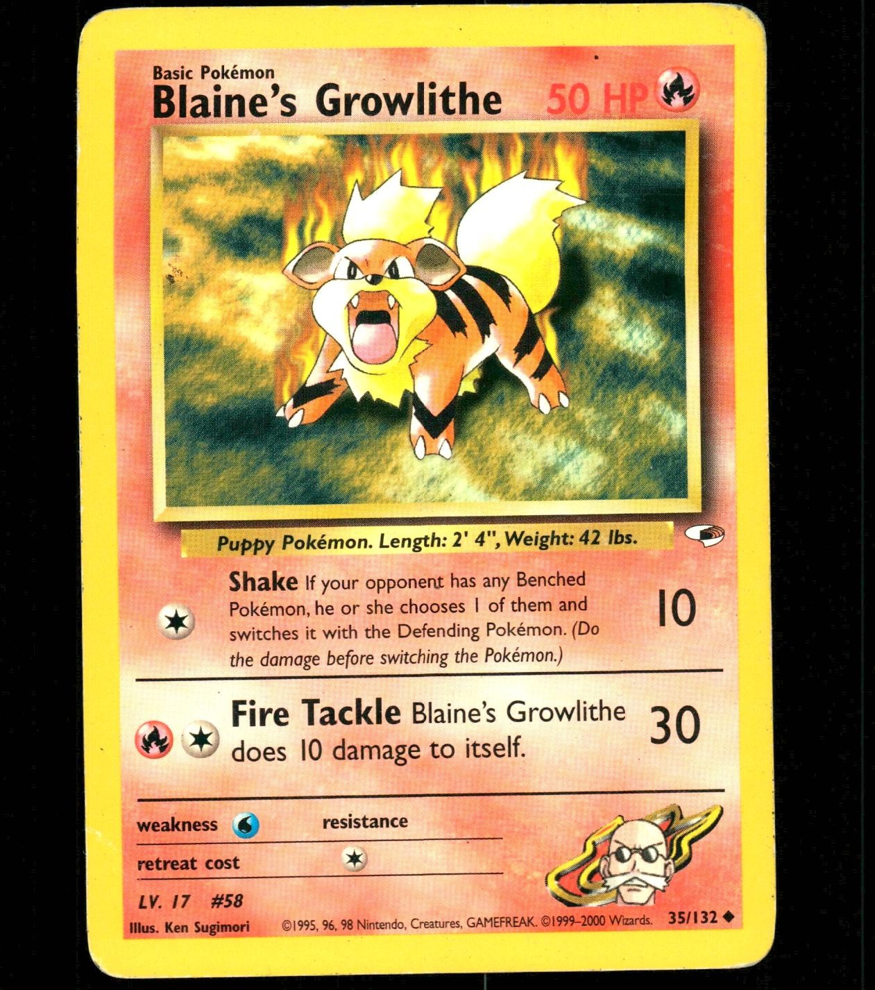 Blaine's Growlithe (35) Unlimited Uncommon Gym Heroes 035/132 HP