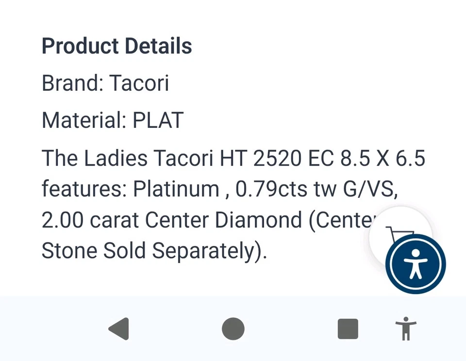 TACORI Blooming Beauties HT 2520 EC 8.5 X 6 Platinum Semi-Mount Engagement Ring - Image 3 of 4