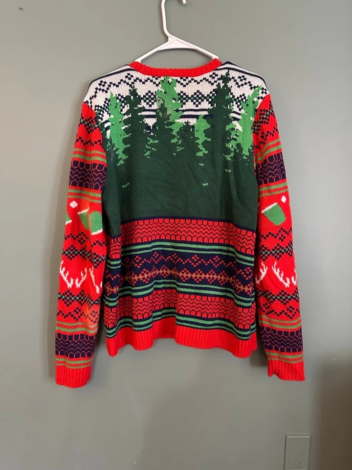 Suéter Para Hombre Blizzard Bay Cuello Redondo Feo Navidad Talla Grande Reno Rojo Verde Foto 4 de 4