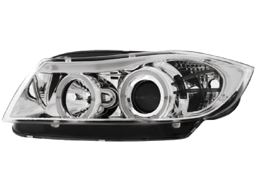Juego de Faros for BMW 3 Serie E90 E91 2005-2008 Angel Eyes Cromo US LPBM75WP XI - Foto 3 di 12