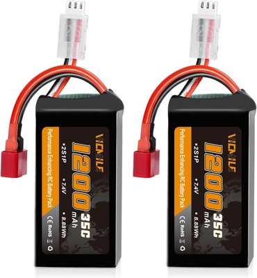 7.4V Lipo Akku 1200mAh 2S 35C High Discharge Rate Rechargeable Lithium Battery