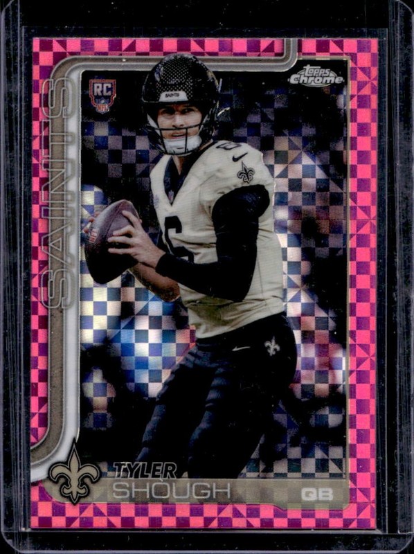 2025 Topps Chrome Tyler Shough Rookie RC Refractor Hot Pink X-Fractor #398