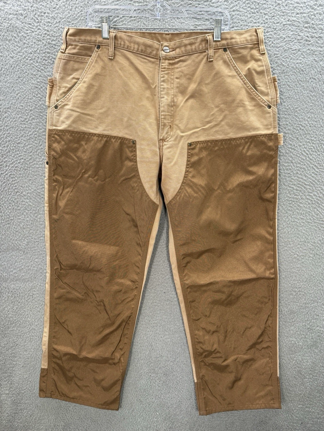 Carhartt Pants Mens 40x30 Brown Canvas Carpenter Cordura Double Front B292 BRN