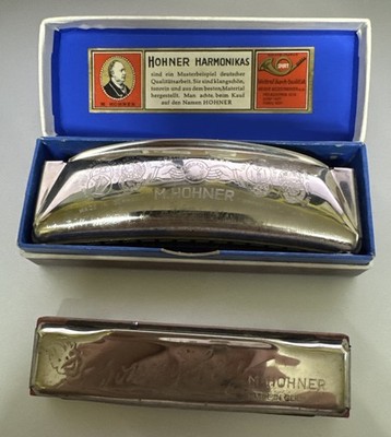 2 x Mundharmonika M. Hohner Sunnyboy  (o. OVP) + Unsere Lieblinge (in OVP)