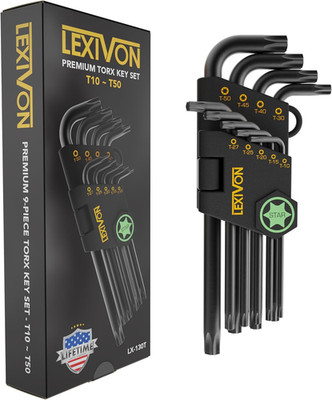 Torx Wrench Set, 9-Piece Premium Star Keys, L-Shaped Long Arm Design, Sizes T10