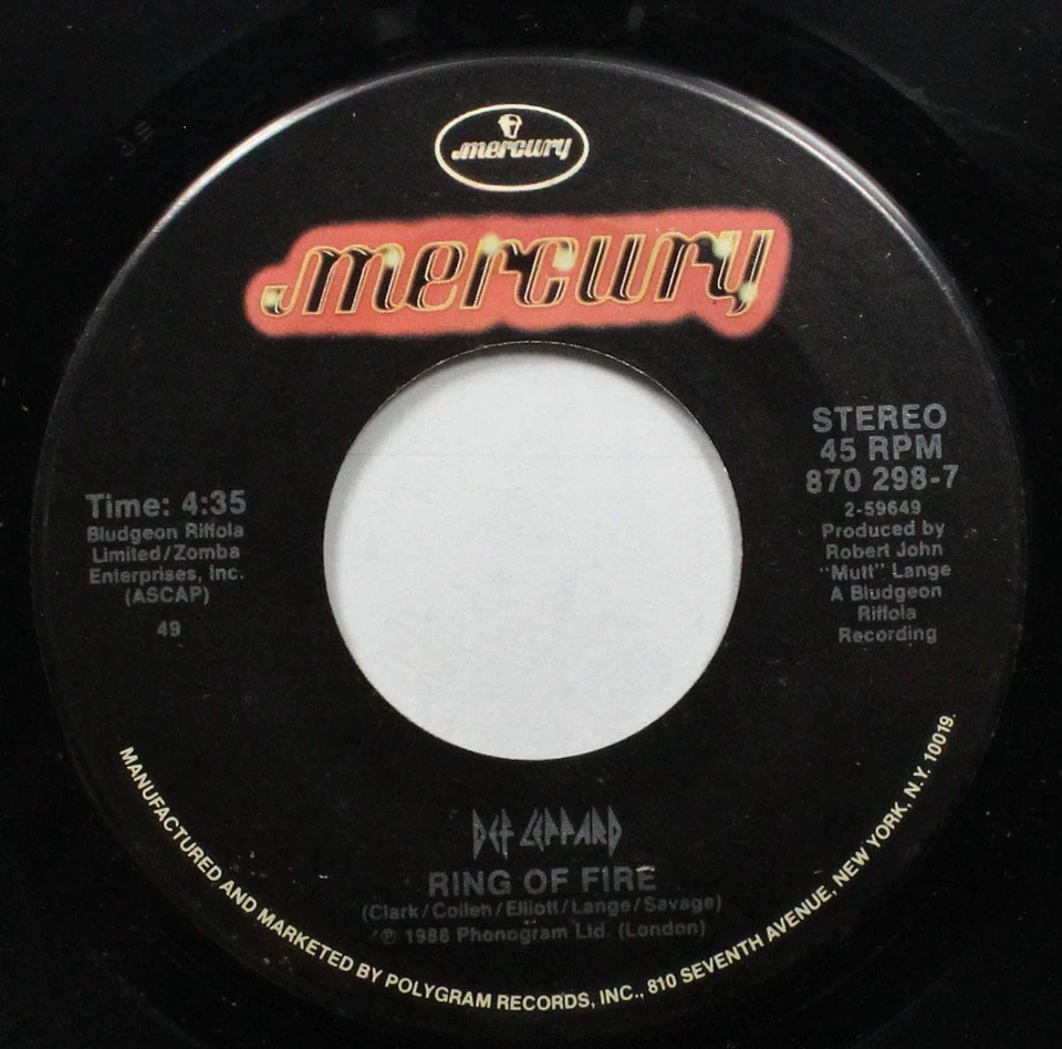 Hair Metal Picture Sleeve 45 Def Leppard - Pour Some Sugar On Me / Ring Of Fire - Image 3 of 3