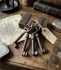 Antique European Skeleton Keys Bunch Vintage Iron Castle Cellar Key Lot 4 Pcs