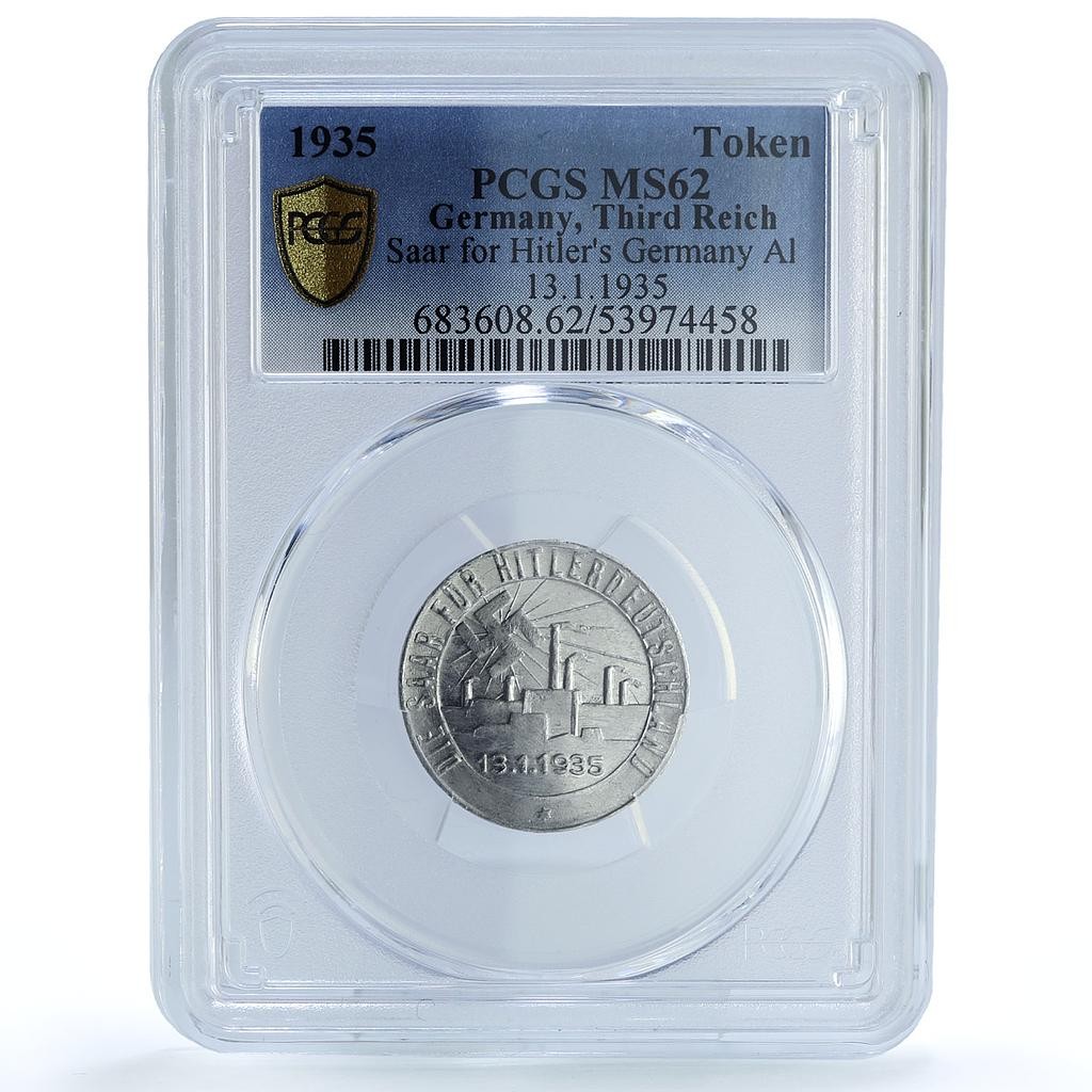 Germany Third Reich Saar Hitler 13 1 Volk Will Zu Volk MS 62 PCGS