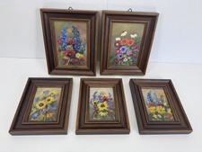 5x Gemälde Signiert Stillleben Wildblumen Ölbild Kunst Kunstwerk Rahmen #9519
