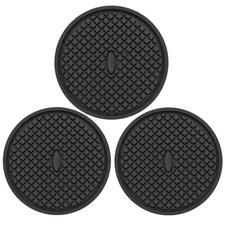 3 Pack Silicone Coasters for Drinks, Thickened Black Coaster with Deep Tray G...