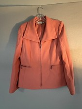 Tahari Arthur S. Levine Blazer Womens 6 Pink Crepe Zip Front Lined Jacket