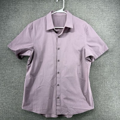 Lululemon Down to The Wire Slim Fit Shirt Men Size Medium Plum Short Sleeve