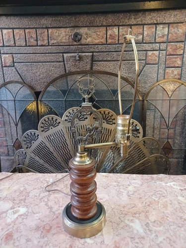 Vintage Wood Metal Swing Arm Desk Table Lamp Working MCM Mid Century Decor - Picture 4 of 12