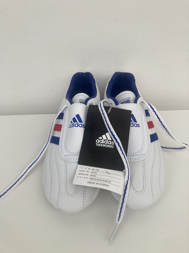 Adidas Taekwondo Martial Arts Genuine Leather White Training Shoes Size 4 - Picture 2 of 8