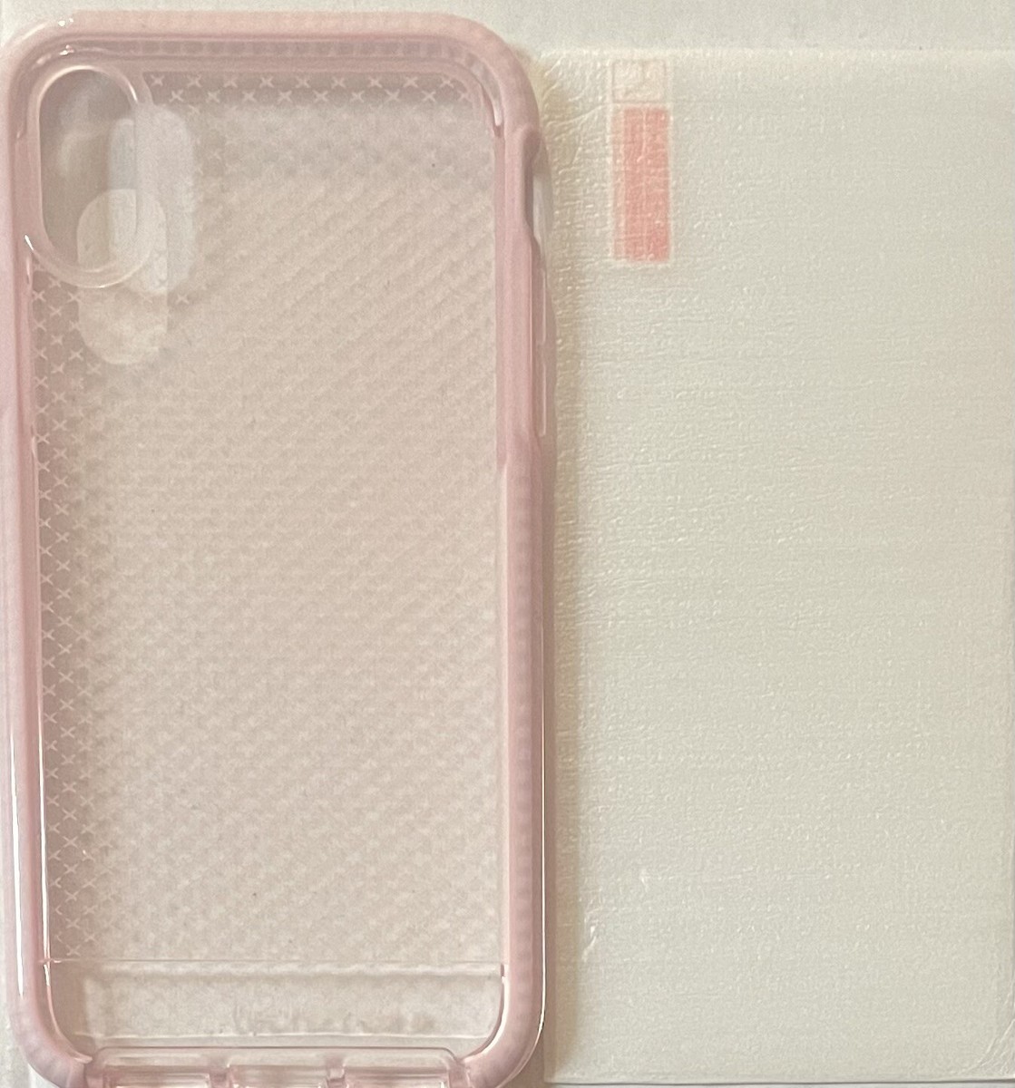 Tech21 Evo Check Series Case And Screen Protector For iPhone X XS Pink Clear