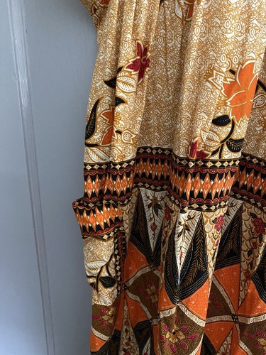 Mayette 100% Cotton Colorful Printed Short Sleeve Short Vintage Dress Sz L - Picture 3 of 9