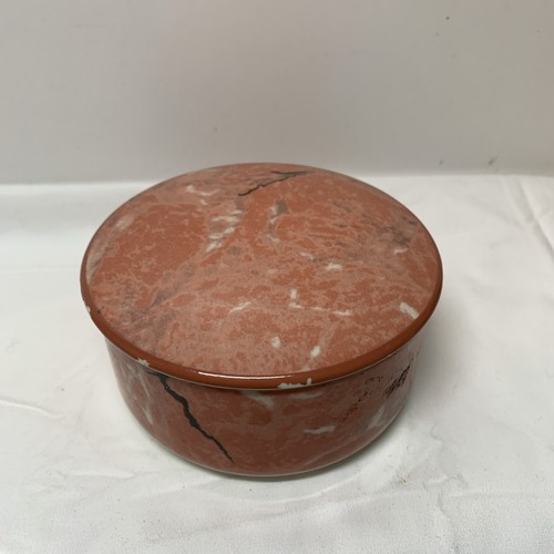 Vtg Villeroy & Boch Trinket Keepsake Box Porcelain Salmon Marble - Picture 2 of 14