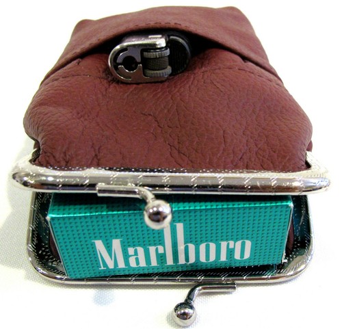 Women's ALL Leather Cigarette Case Lighter Match Pocket Zipper Coin Pouch - WINE - Bild 4 von 8