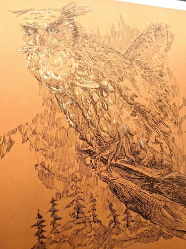 Mid Century Owl Litho Z Charlotte Sherman LTD Edition hand signed Amazing!! - Picture 3 of 12