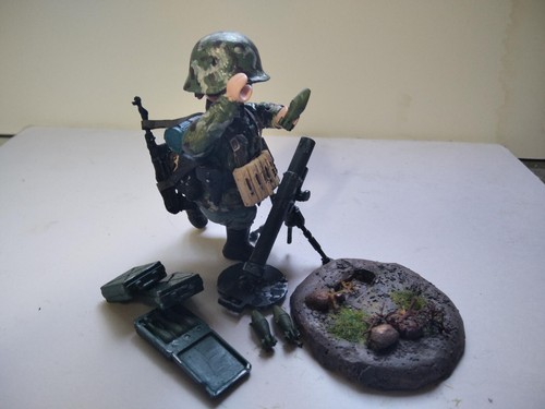 PLAYMOBIL CUSTOM MORTERO 80MM + MUNICION +SOLDADO WAFFEN STURMAN REF-003 - Imagen 3 de 7