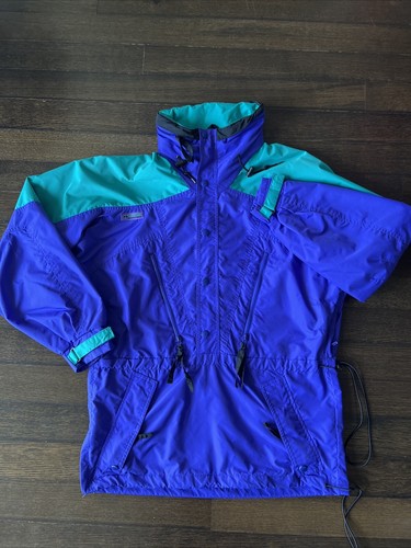 Vintage 90’s Columbia Jacket Small Snowboard Ski Anorak Colorblock Hood 1/2 Zip - Bild 13 von 14