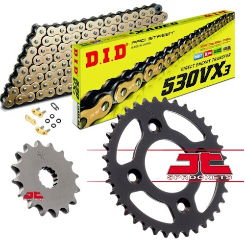 Honda VFR800 Vtec 2002-2012 DID Gold X-Ring Heavy Duty Chain & JT Sprocket Set - Picture 1 of 6