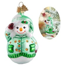 Snowman Christmas Ornaments,Glass Blown Ornaments for Christmas Tree,Green Sn...