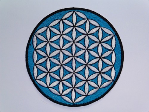 Round Sew On Patch Nepalese Embroidered 15.4cm Flower of Life - Various Colours - Picture 4 of 22